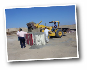 filling with sand
